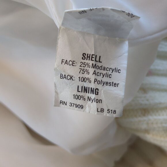 Vintage Monterey Fashions White Sherpa Bomber Jacket Women 16 Zip Up Teddy Coat - Picture 10 of 13